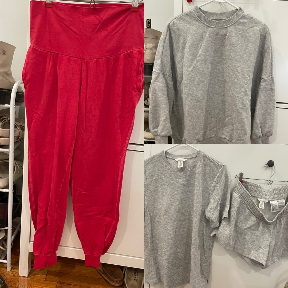 MATERNITY SWEATS BUNDLE - 4 ITEMS - SWEATPANTS, SWEATSHIRT, SWEAT SET